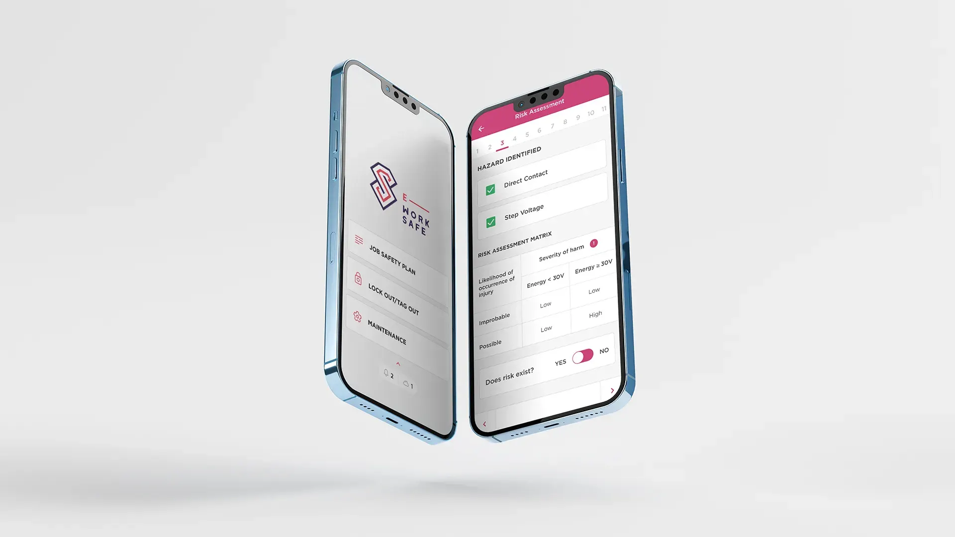 Two smartphones with business processes optimization app