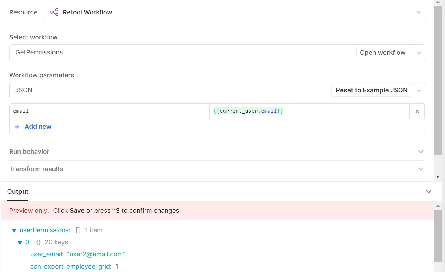 Getting the current user permissions using a workflow