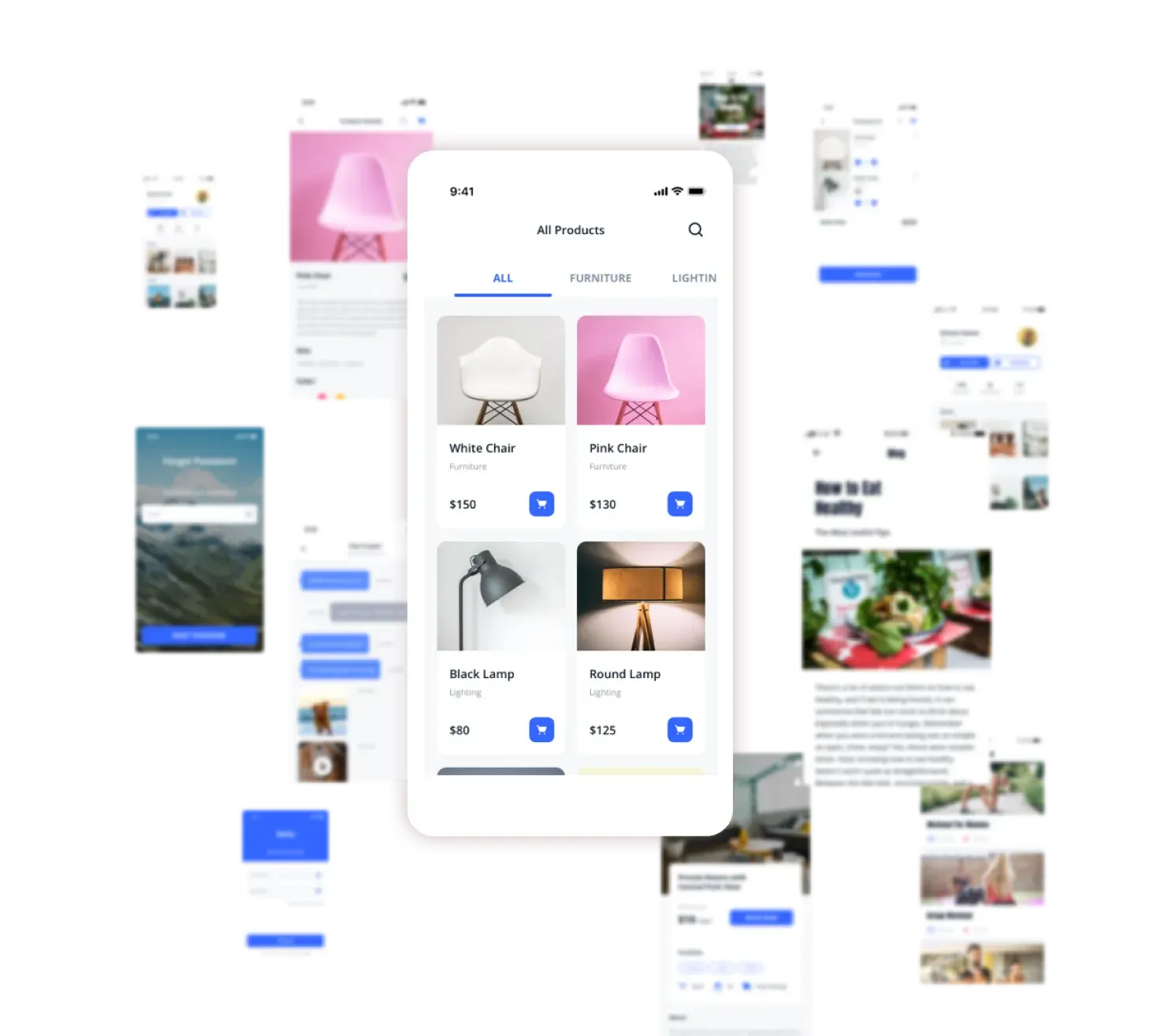 UI Kitten mobile application screens