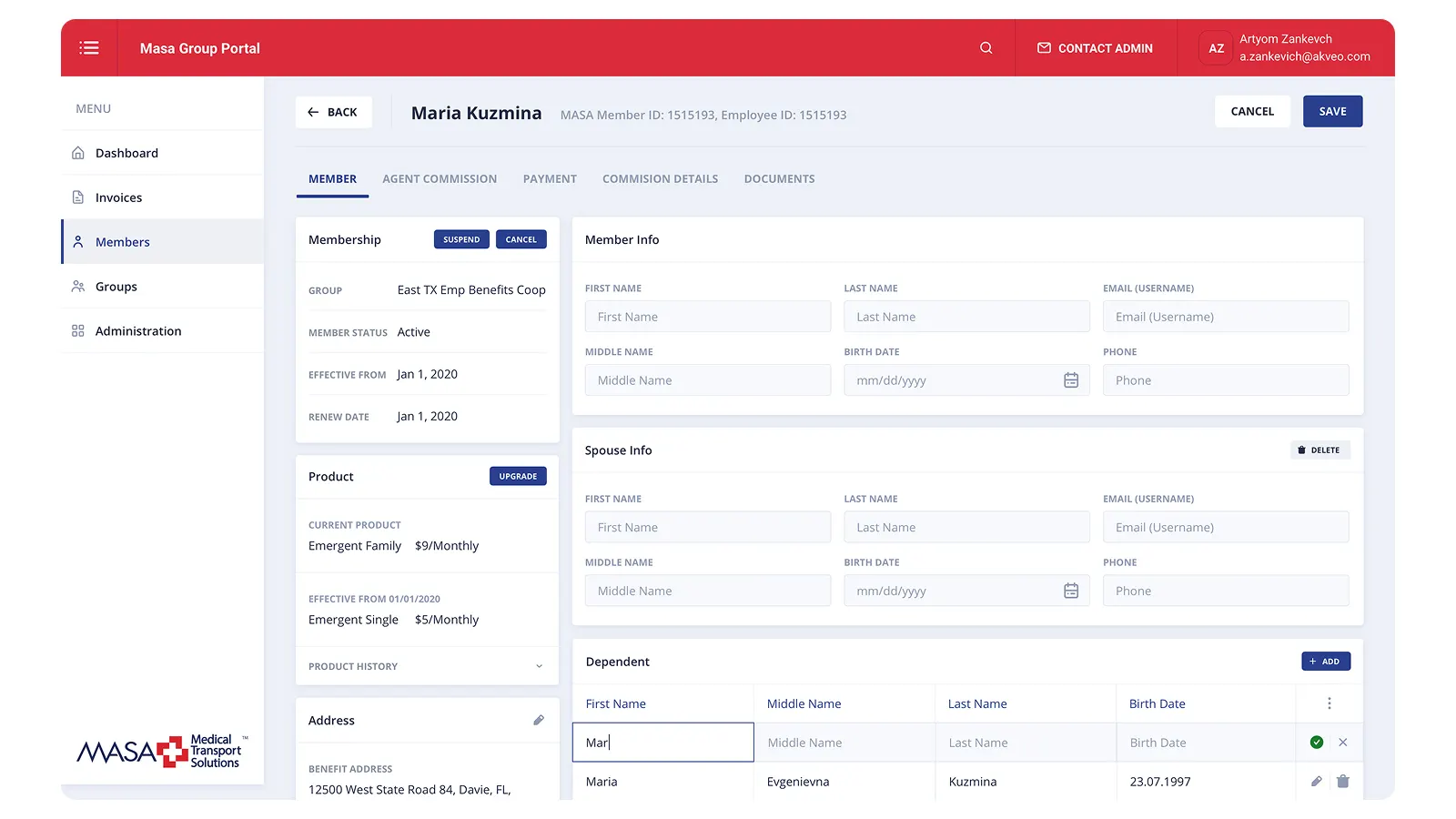 Portail web d'assurance transport médical MASA Global, visuel 2