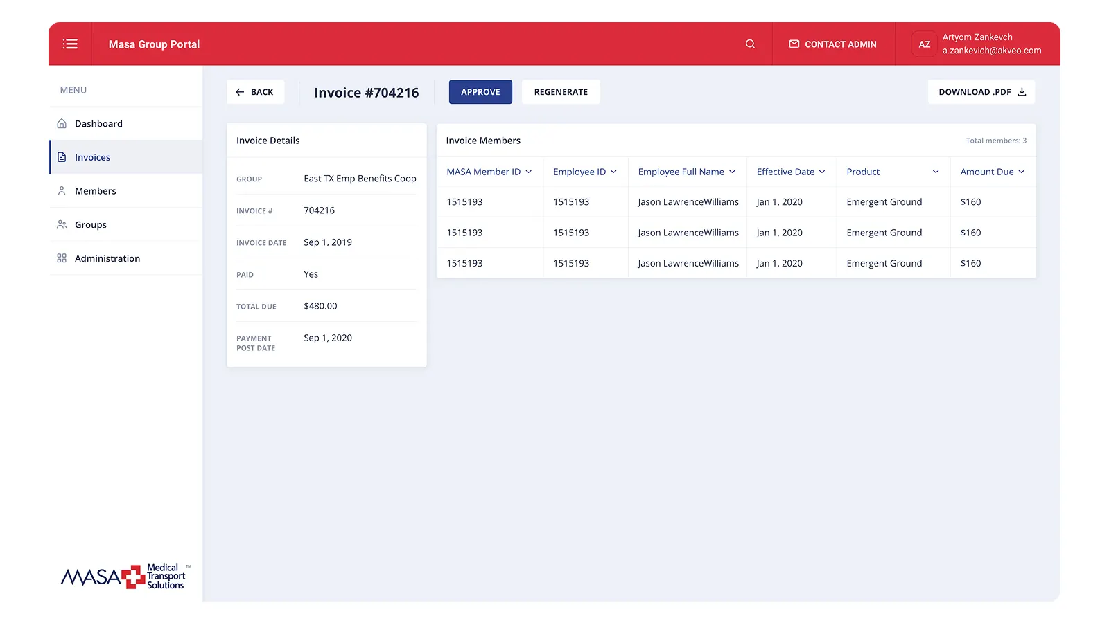 Portail web d'assurance transport médical MASA Global, visuel 3