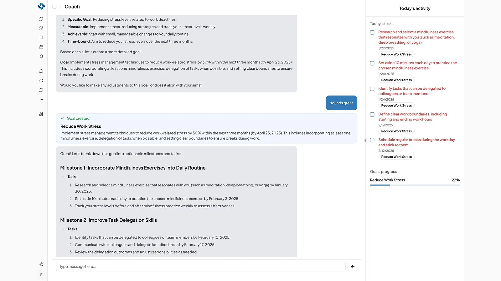 Plateforme de coaching personnel et de gestion des objectifs propulsée par l'IA, visuel 2