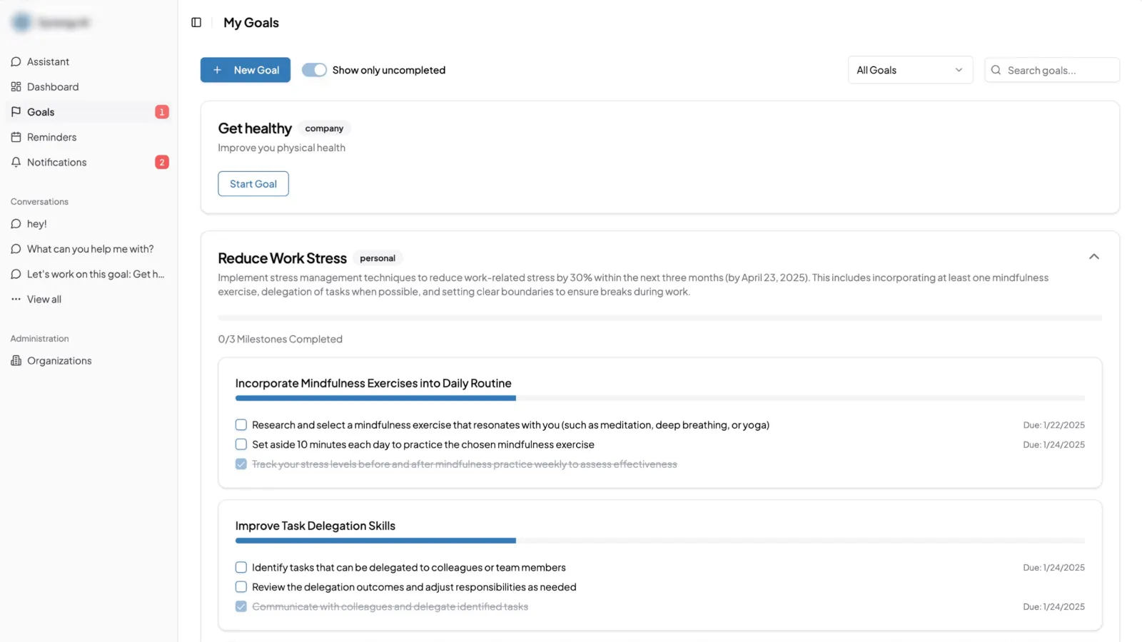 Plateforme de coaching personnel et de gestion des objectifs propulsée par l'IA, visuel 4