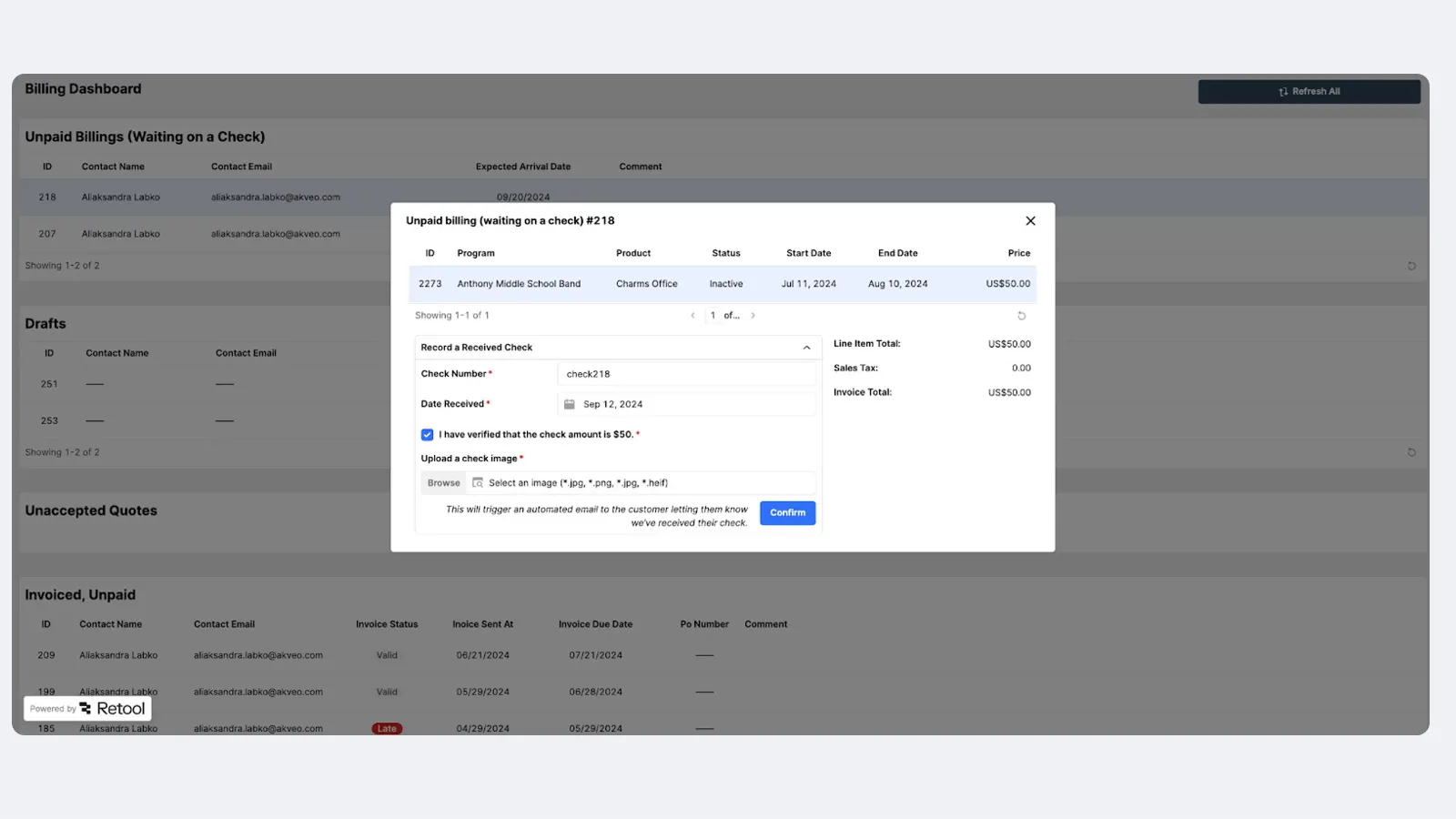 Création d'un système de facturation Retool sur mesure pour un éditeur SaaS, visuel 2