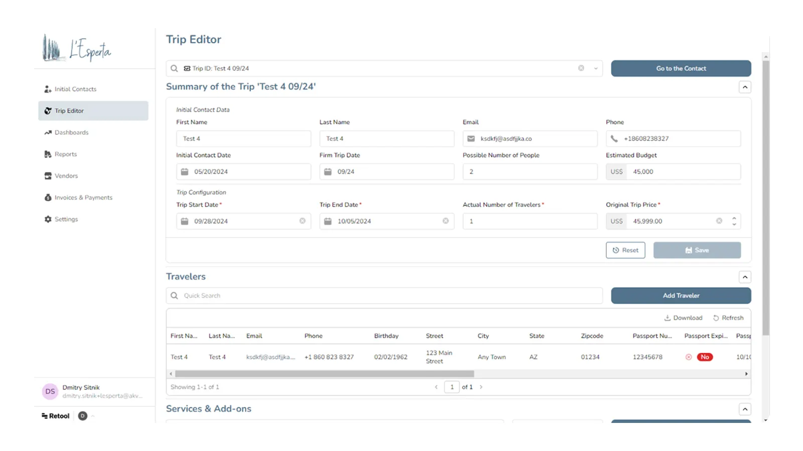 Application Retool de gestion des voyages pour L'Esperta, visuel 2