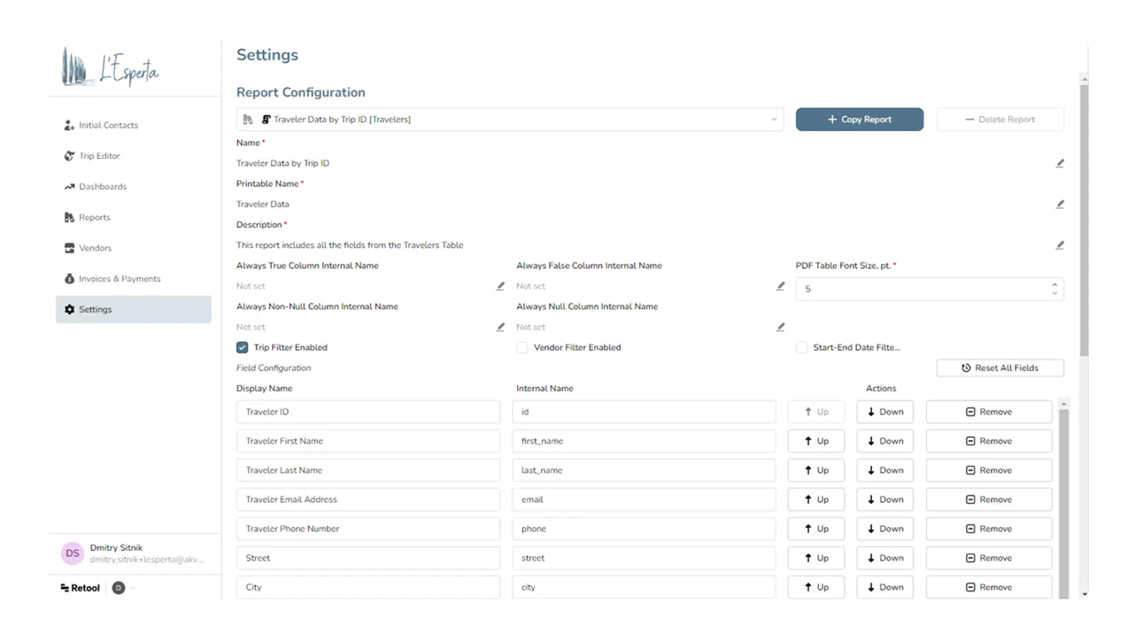 Application Retool de gestion des voyages pour L'Esperta, visuel 3