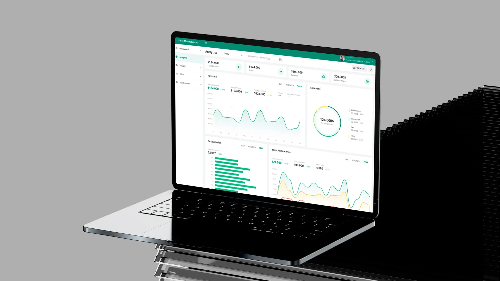 Modèle de tableau de bord de gestion de flotte