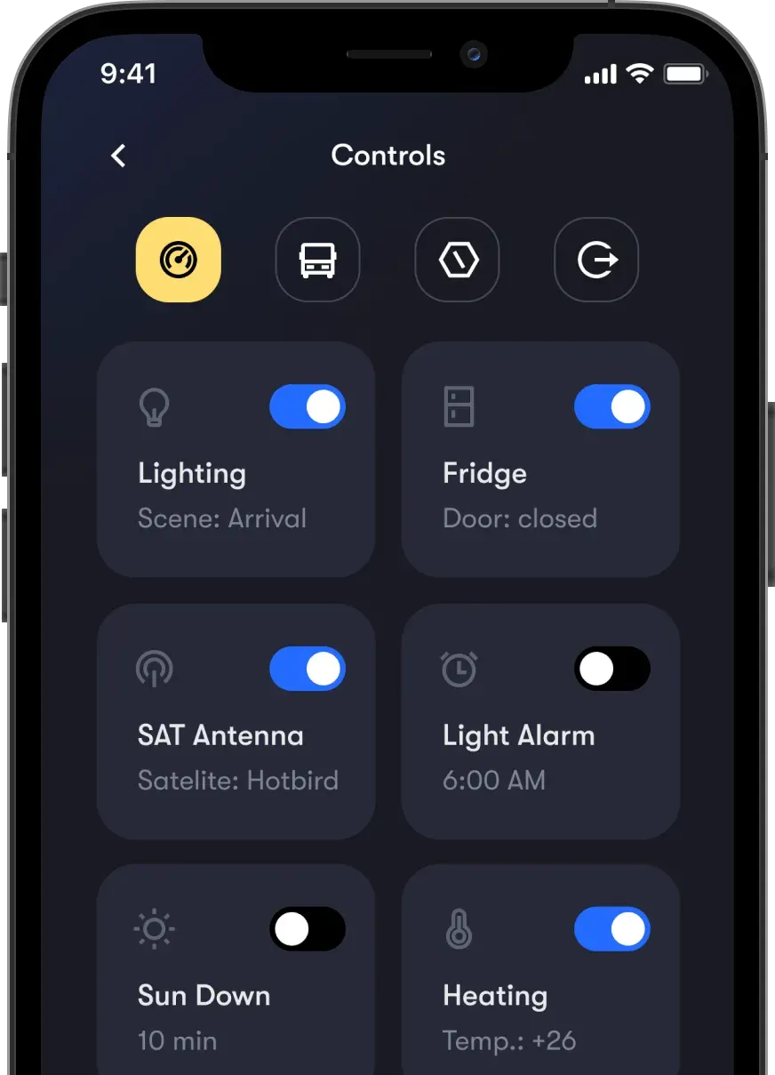 Application mobile de commande à distance pour camping-cars, visuel 3